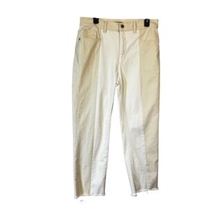 DJ1961 Vintage Patti Straight White‎ Jeans Women's Sz 31 Ankle Two Tone Raw Hem
